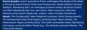 R A Lobel's list of recent Jewish fantasy writing